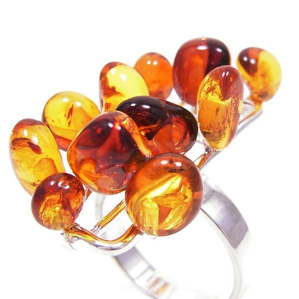琥珀様　不足分 リング 指輪 シルバー925 琥珀 コハク 不揃い粒 16号 レディース