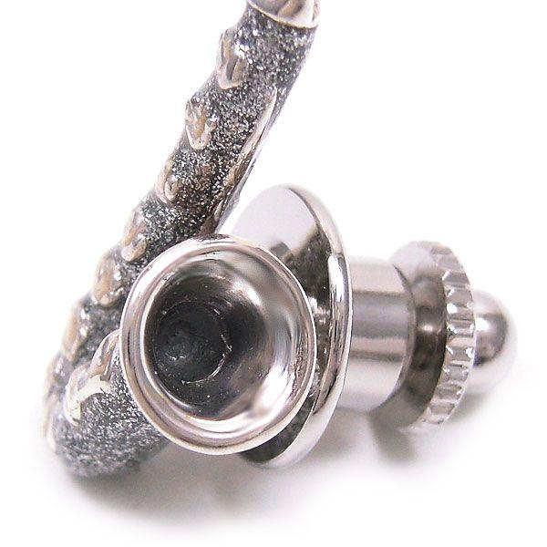 ピンブローチ ラペルピン シルバー925 楽器 サックス エナメルあり イタリア製 サツルノ メンズ レディース プレゼント ギフト