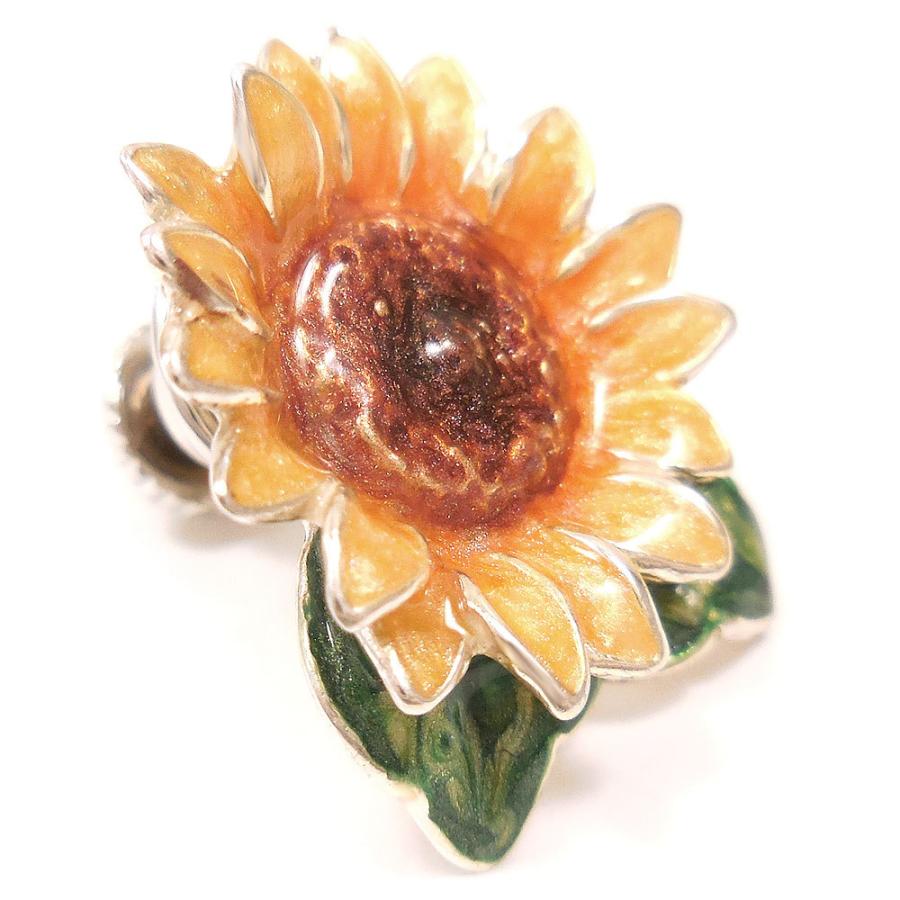 新しいブランド ピンブローチ ラペルピン レディース メンズ インポート サツルノ イタリア製 エナメル彩色 向日葵 ひまわり シルバー925 Sayetech Io