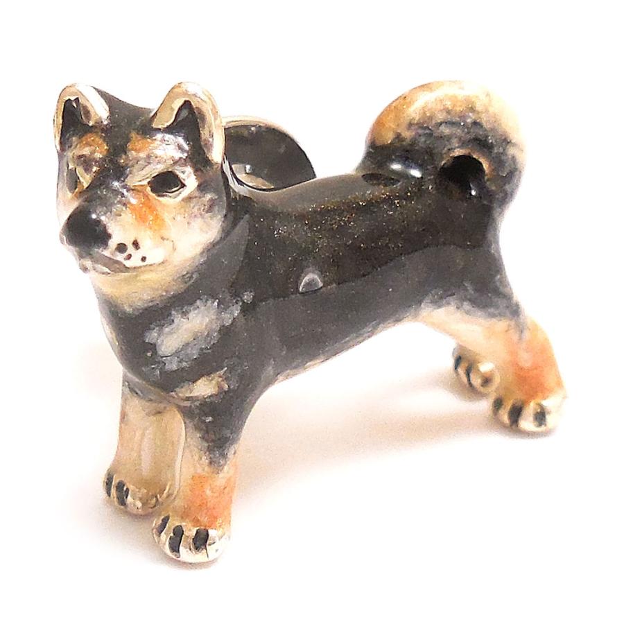 SATURNO サツルノ ピンブローチ ラペルピン 柴犬 黒柴 エナメル彩色