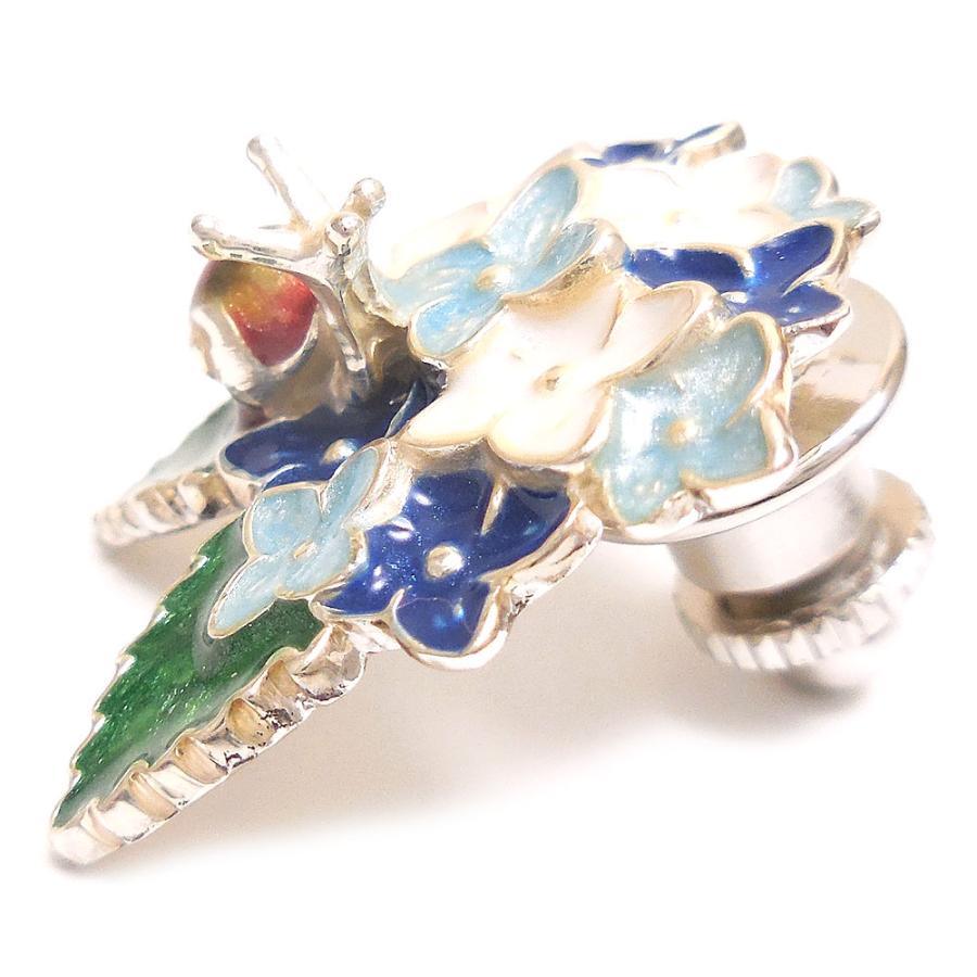 ピンブローチ ラペルピン シルバー925 あじさい 紫陽花 青/白 