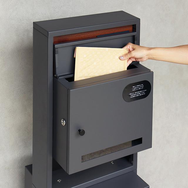 MOJYU 門柱型宅配ボックス付ポスト Milo ミロ PBX-135(ダークグレー) / PBX-136(グレージュ) 鍵付き | ブランド登録なし | 02