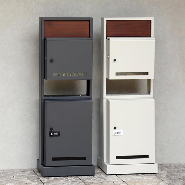 MOJYU 門柱型宅配ボックス付ポスト Milo ミロ PBX-135(ダークグレー) / PBX-136(グレージュ) 鍵付き | ブランド登録なし | 05