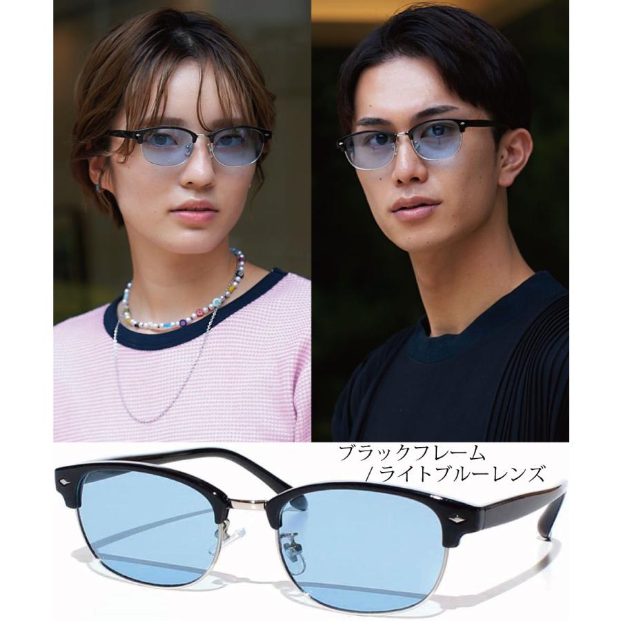 ブローライン サングラス ボストンサングラス 丸 プラとメタル コンビ