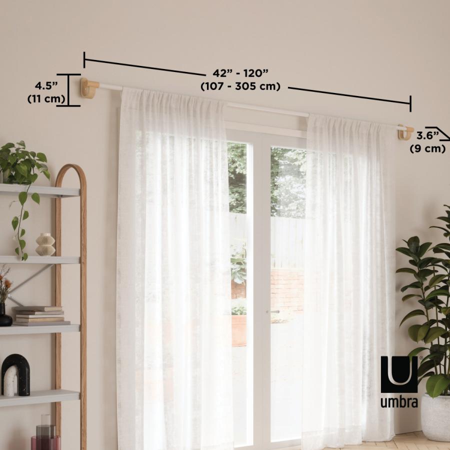 Umbra ベルウッド カーテンロッド 107-305cm ホワイト/ナチュラル / カーテン ロッド 突っ張り棒 カーテンレール 組み立て_5