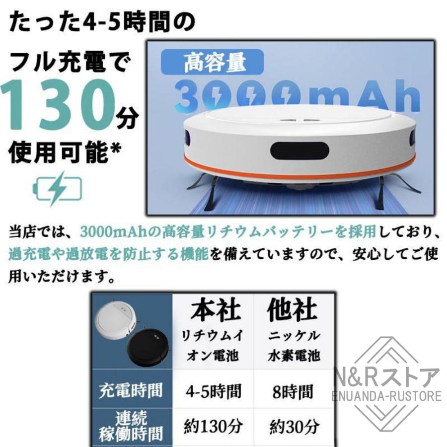 【2年保証】ロボット掃除機 水拭き 強力吸引 超薄型 安い 小型 両用 省エネ 5800Pa強力吸引力 衝突防止Wi-fi 自動充電機能 お掃除ロボット シンプル操作｜enuanda-rustore｜08