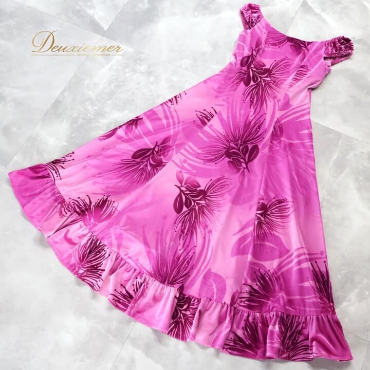 中古 CC Fashions フラダンス 衣装 ワンピース ドレス パープル系 