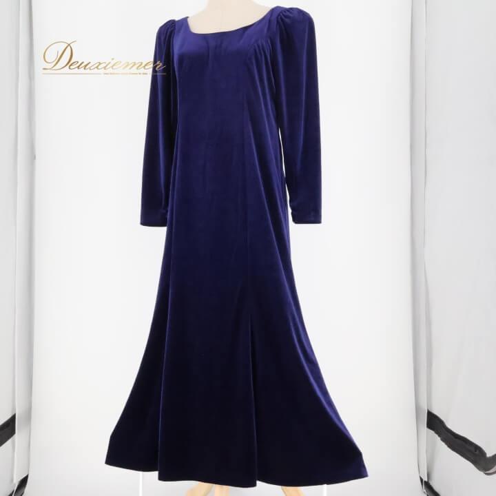中古 Paondor パンドール フラダンス 衣装 ワンピース ドレス ネイビー