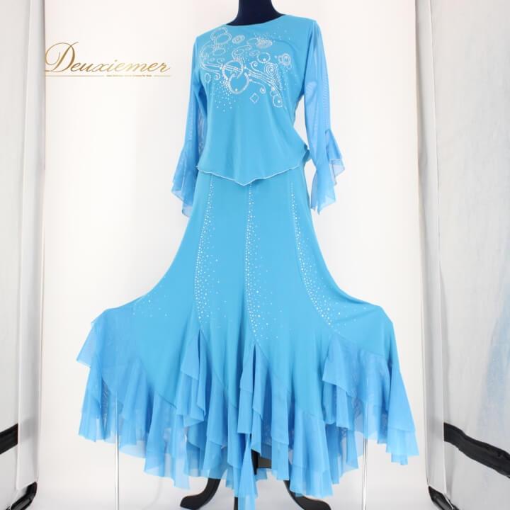 チャコット 社交ダンス 衣装 ツーピース セットアップ M 花柄 日本製 美品】Chacott 社交ダンス 衣装 ツーピースセットアップ ドレス 花柄