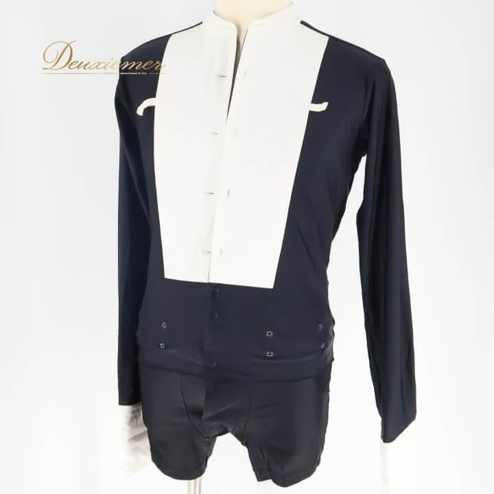 タカ・ダンス 【中古】社交ダンス 衣装 ラテン シャツ 黒 白 男性用