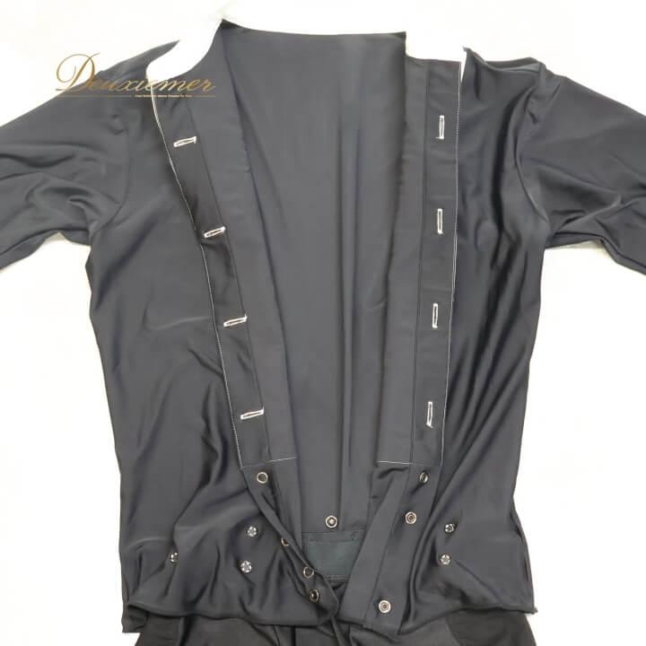 タカ・ダンス 【中古】社交ダンス 衣装 ラテン シャツ 黒 白 男性用