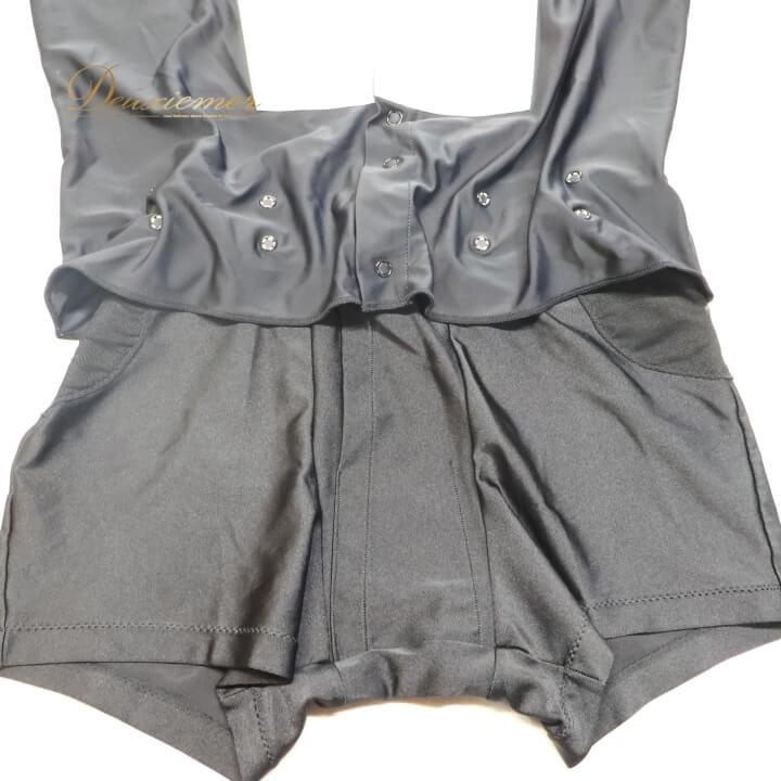 タカ・ダンス 【中古】社交ダンス 衣装 ラテン シャツ 黒 白 男性用