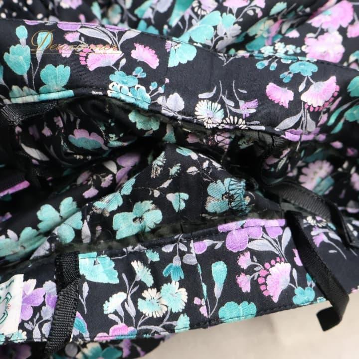 中古フォークダンス 衣装 スカート ブラック系 花柄 ドット柄 水玉 黒
