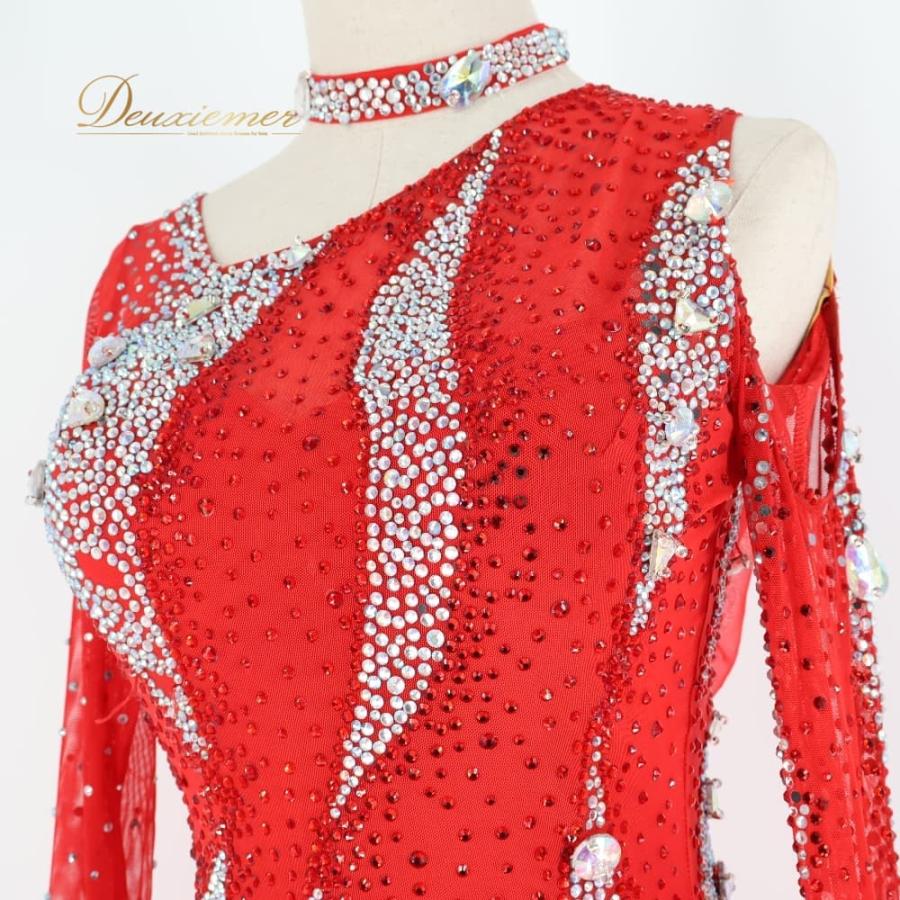 ジャンク品【社交ダンス】タカダンス レッド スタンダードドレス TAKA