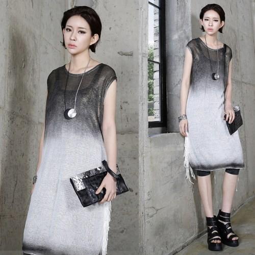 ワンピース レディース チュニック グラデーションカラー ノースリーブ 膝丈 春 16 モード系 個性的 40代 ファッション Rainbowbookclub Org