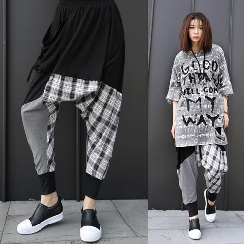 パンツ レディース サルエルパンツ 切り替え 個性的 春夏 17 モード系 個性的 40代 ファッション Jsonic Ca