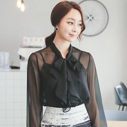 ブラウス レディース おしゃれ プルオーバー シースルー 無地 30代 40代 50代 フォーマル ファッション 18 夏 新作 黒 ベージュ Od Blj131 レディース 婦人服の Envylook 通販 Yahoo ショッピング