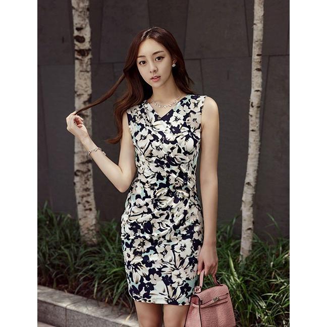 通勤 オフィス Ol 服 きれいめ ノースリーブワンピース カシュクール 花柄 ミニ丈 フォーマル ワンピース 15 新作 レディース 40代 30代 ミセス Od Drg271 レディース 婦人服の Envylook 通販 Yahoo ショッピング