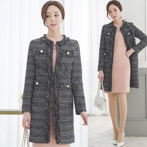 ジャケット レディース 40代 50代 フォーマル ファッション 女性 上品 黒 ロング丈 ロングジャケット ツイード きれいめ Od Otk087 レディース 婦人服の Envylook 通販 Yahoo ショッピング