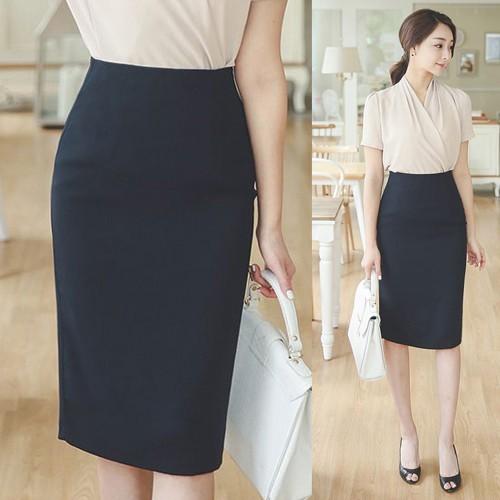 タイトスカート レディース ハイウエスト ペンシルスカート 無地 膝丈