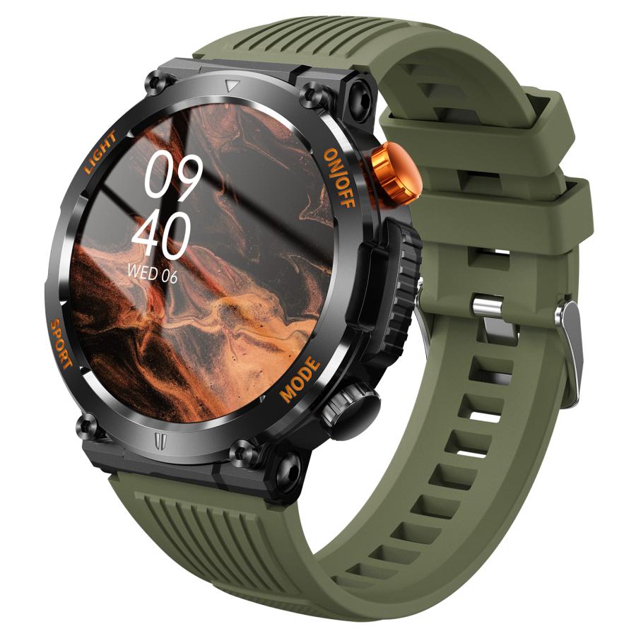 スマートウォッチ 軍用規格 健康管理 血中酸素 心拍数 Bluetooth 通話機能 IP67防水 メンズ 腕時計 着信通知 コンパス 歩数計 iPhone android |  | 02