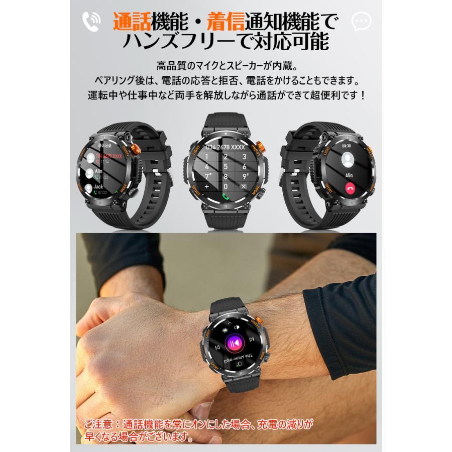 スマートウォッチ 軍用規格 健康管理 血中酸素 心拍数 Bluetooth 通話機能 IP67防水 メンズ 腕時計 着信通知 コンパス 歩数計 iPhone android |  | 05
