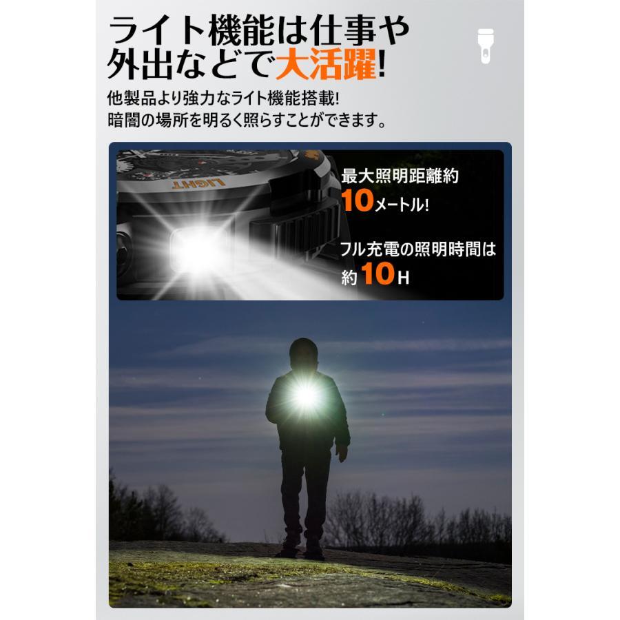 スマートウォッチ 軍用規格 健康管理 血中酸素 心拍数 Bluetooth 通話機能 IP67防水 メンズ 腕時計 着信通知 コンパス 歩数計 iPhone android |  | 07