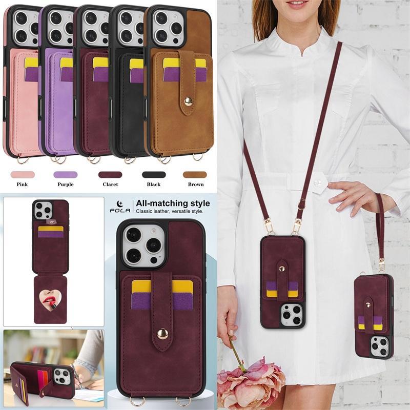 iphone16pro カード入れ付きケース ミラー付 iphone16 16plus iphone16promax ケース ショルダー 肩掛け iphone15 ケース ストラップ付き 15pro 15promax ケース | 
