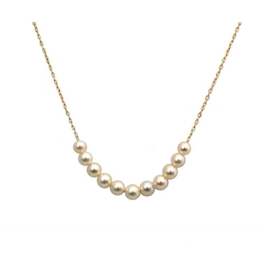 ネックレス 11粒のアコヤ ベビーパール 4mm K18 スルーネックレス  