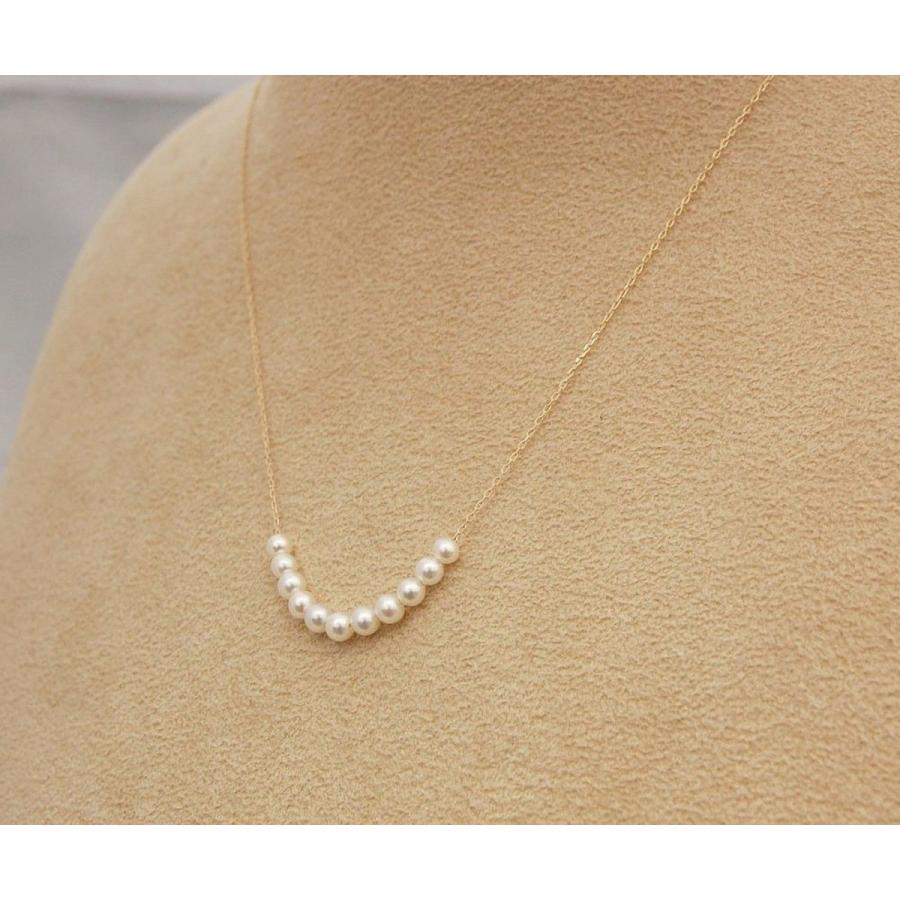 ネックレス 11粒のアコヤ ベビーパール 4mm K18 スルーネックレス  