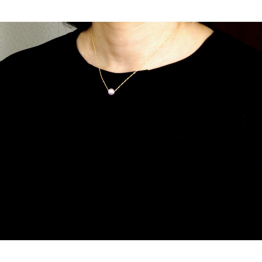 ネックレス 一粒のアコヤ真珠 6.5mm 金メッキ シルバー925