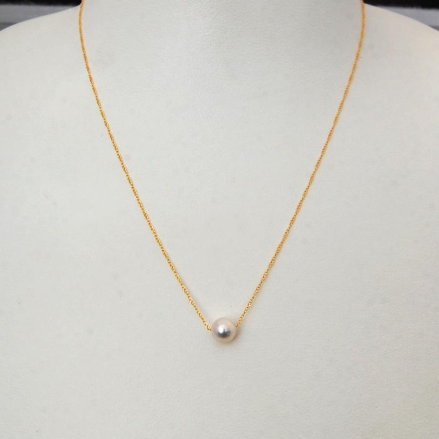 ネックレス 一粒のアコヤ真珠 6.5mm 金メッキ シルバー925