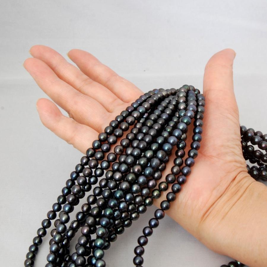 連 アコヤ 黒真珠 5.5mm ビーズ アクセサリー 制作素材 : enyapearl  