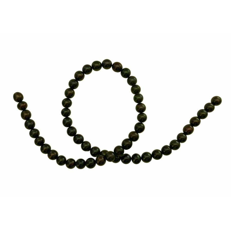 連 アコヤ黒真珠 8mm ブラック 連 一本 ビーズ アクセサリー 制作素材の画像