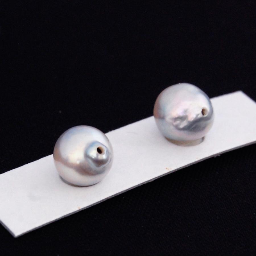 ルース アコヤ真珠 ペア 7.5mm ナチュラルカラー バロック 片穴 