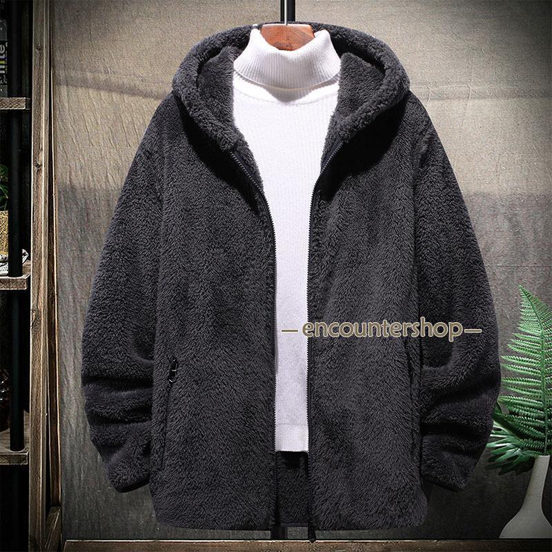   裏ボアフード付きフルジャケット ブラック ボアジャケット メンズ ボアコート フリースジャケット 裏ボア 裏起毛