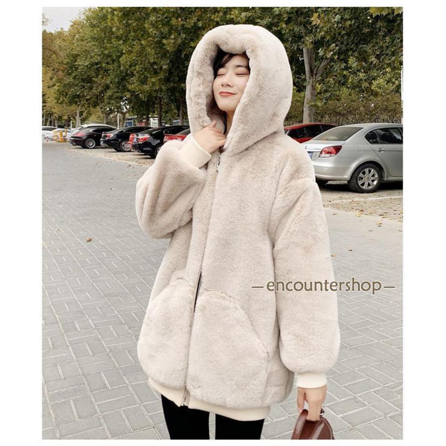 フリースジャケット レディース ボアジャケット フード付き パーカー