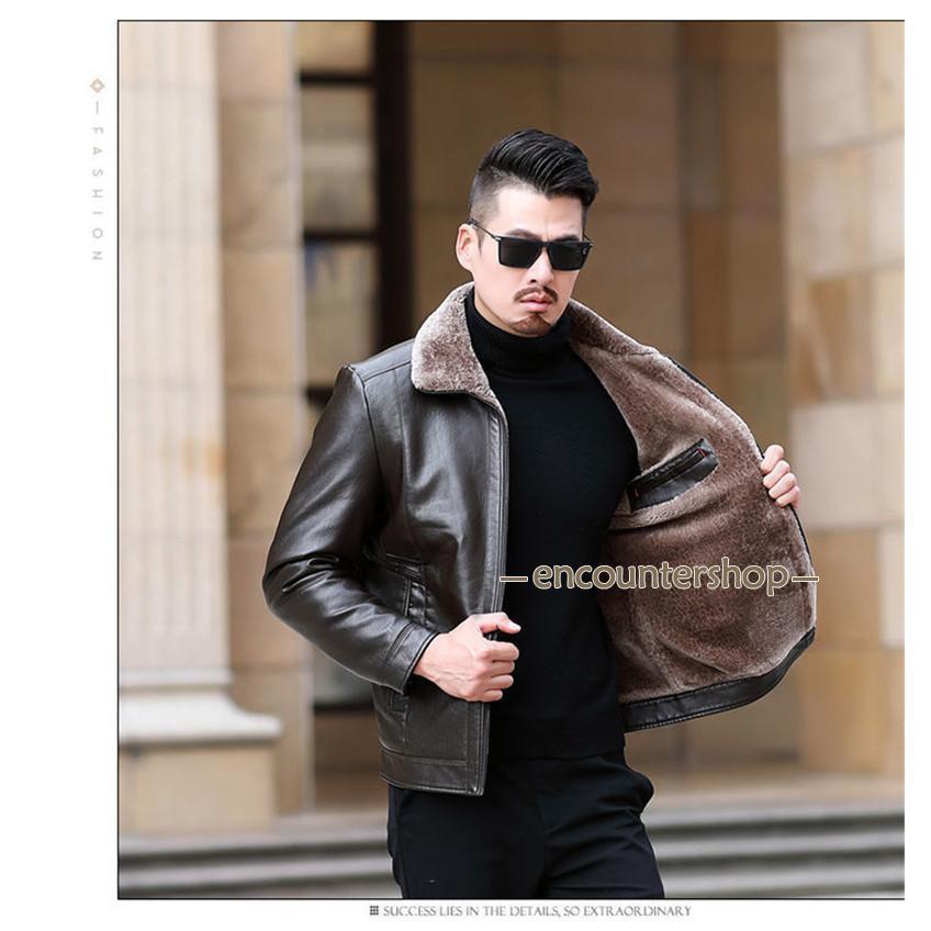 レザージャケット メンズ ライダースジャケット 本革 革ジャン 裏起毛