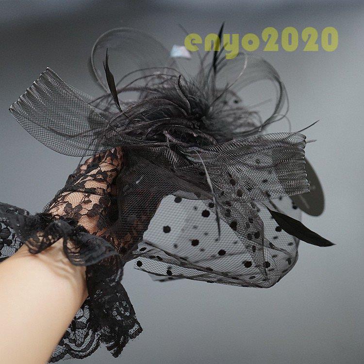 トーク帽 トークハット チュール カクテルハット  花 ヘッドドレス ウェディング 結婚式 パーティー 二次会 女子会 お呼ばれ カチューシャ フェザー 髪飾り | ブランド登録なし | 02