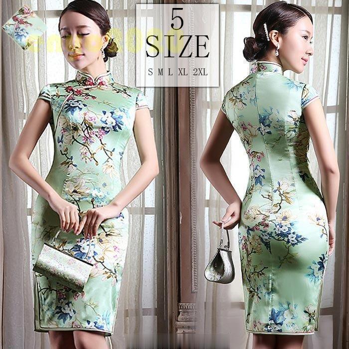 即納特典付き チャイナドレス ミニ 上品 チャイナドレス 大きいサイズ チャイナドレス コスプレ 花柄 グリーン 半袖 チャイナドレス シルク 披露宴 演奏会発表会 二次会 数量限定 Reviveunisexsalon Com