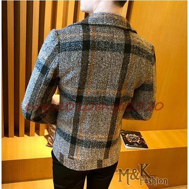 ジャケット テーラード ラシャコート ダブルボタン チェック柄 メンズ