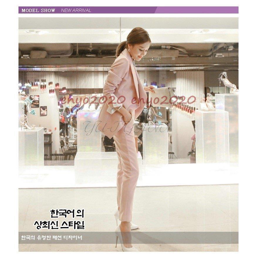 スーツ 2点セット パンツスーツ セットアップ 無地 入園式 OL