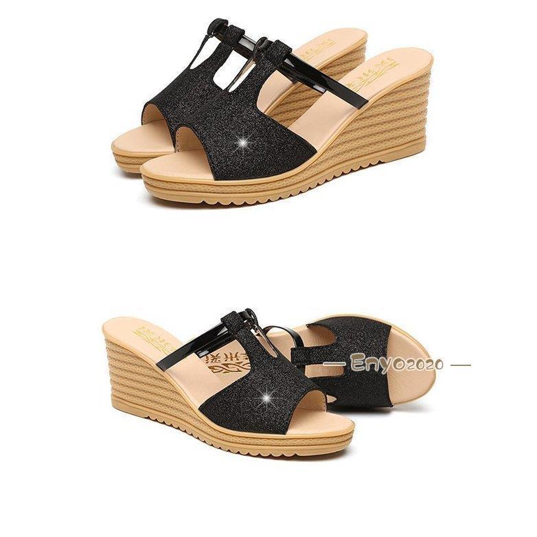 夏新作 サンダル レディース ビニール ピカピカ 靴 厚底 大きいサイズ