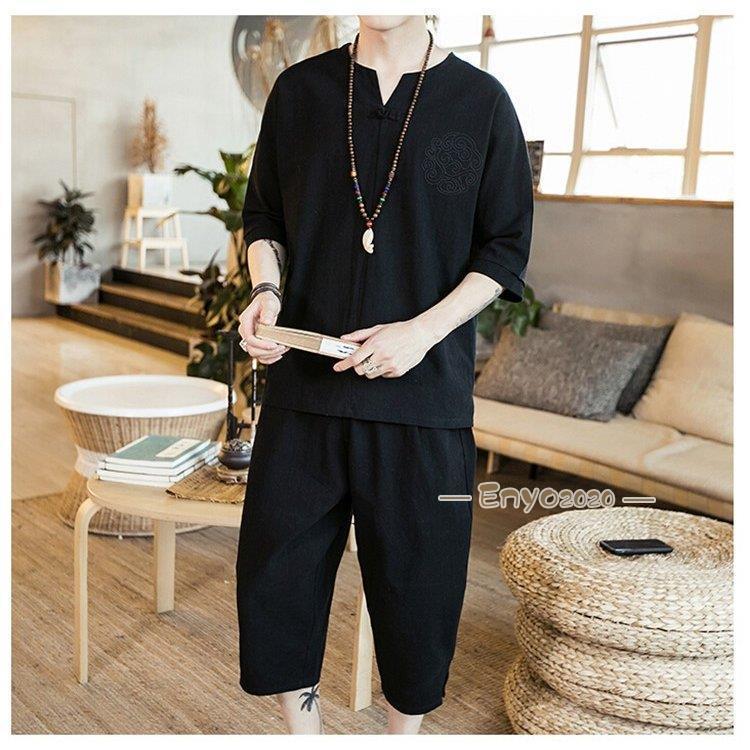 セットアップ メンズ 夏 半袖 リネン ジャージ 上下セット スウェット