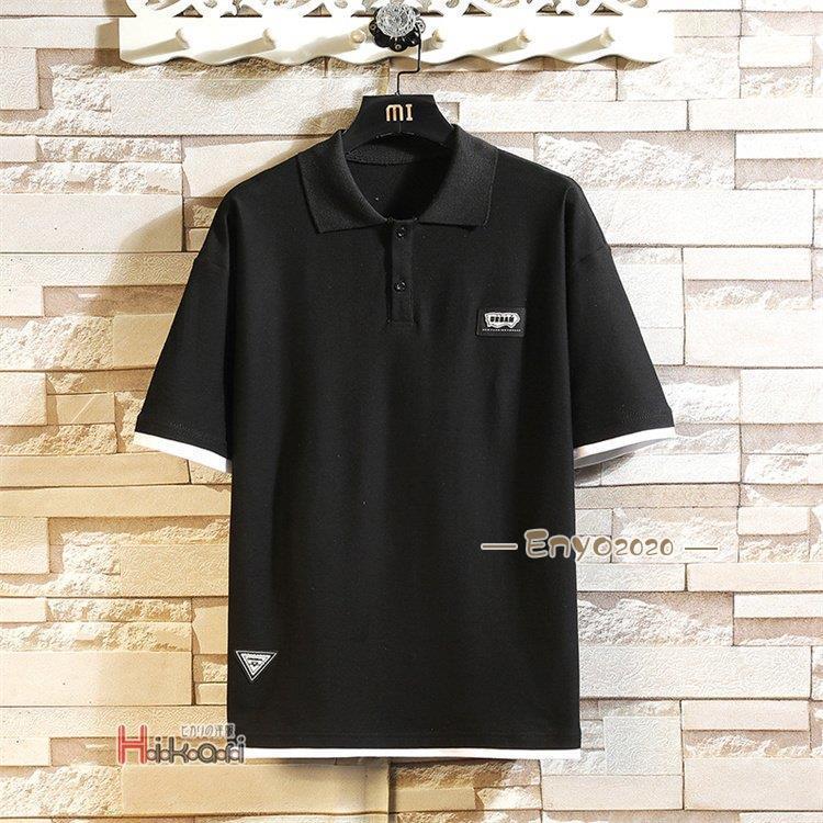 半袖ポロシャツ メンズ ポロシャツ トップス 無地 フェイク