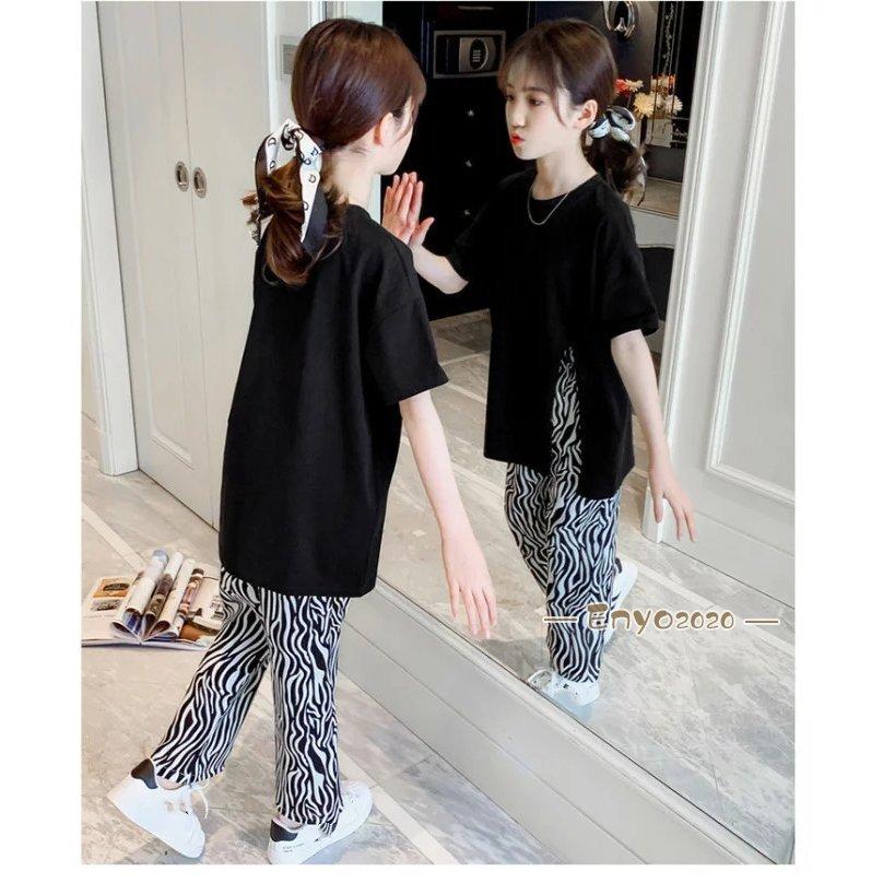 韓国子供服 セットアップ 女の子 レジャー 2点セットキッズ 夏着 上下