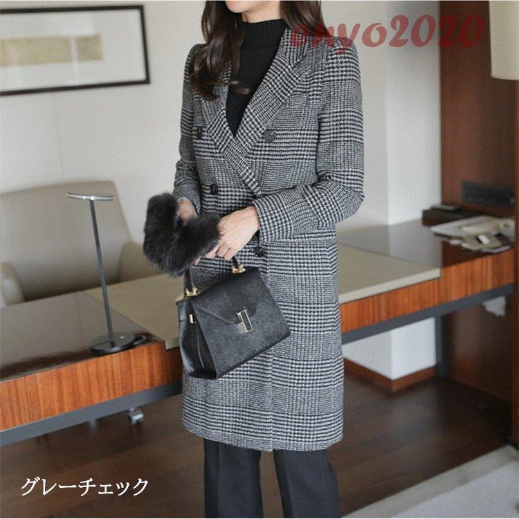 チェスターコート レディース 秋冬 40代 ロングコート チェック柄