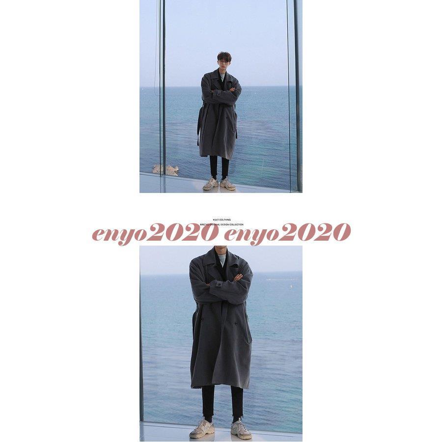 トレンチコート メンズ ロングコート韓国風 おしゃれ 体型カバー