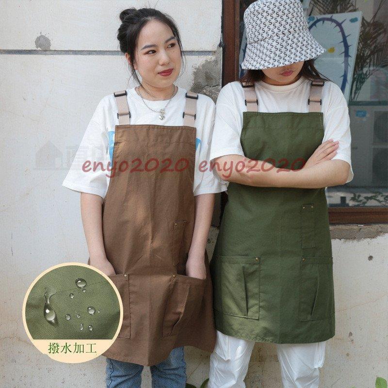 エプロン サロペット サロン カフェ クロス ワーク ブラック 男女兼用