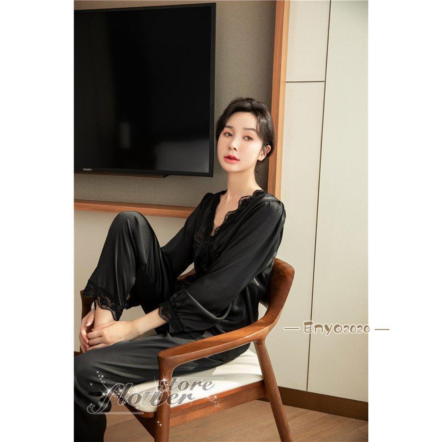 パジャマ レディース 前開き 春夏秋 長袖パジャマ セットアップ 上下